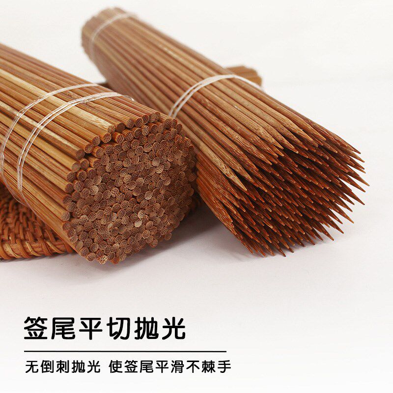 碳化竹签广东整箱商用一次性签子特硬烤淀粉肠羊肉串葫芦烧烤黑签