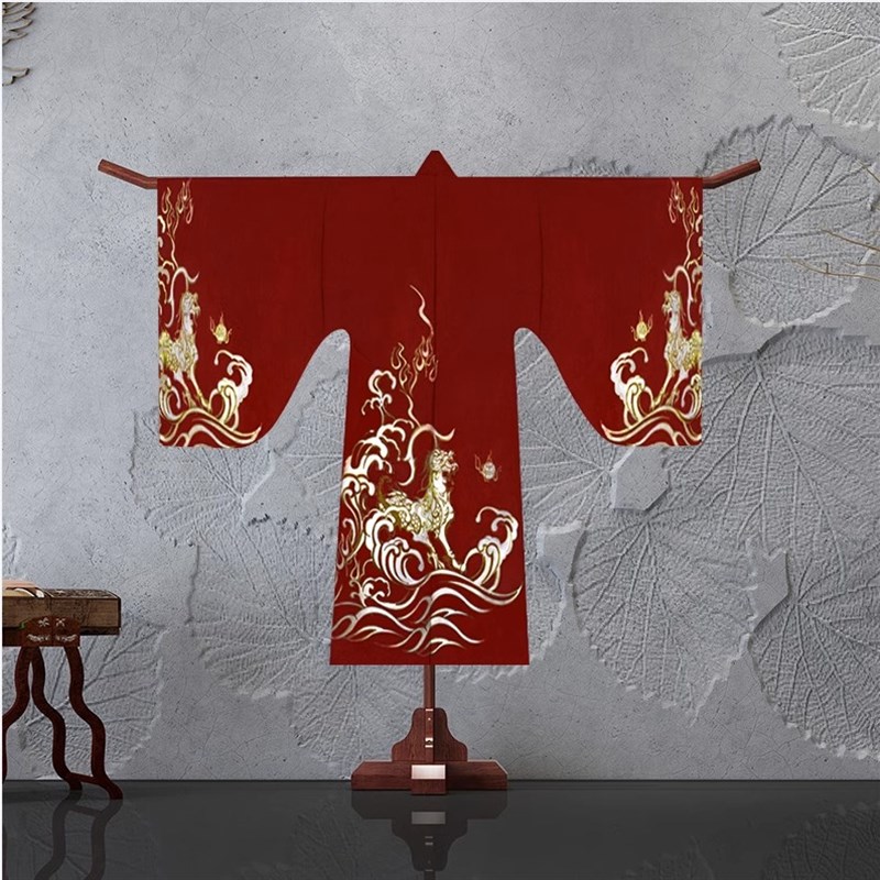 汉服专用衣架中式木质挂架落地式T型汉服展示架立式实木汉服衣架