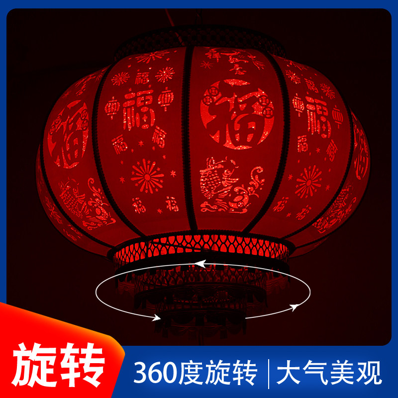 春节羊皮红灯笼挂饰过新年户外阳台一对2021旋转别墅大门口走马灯
