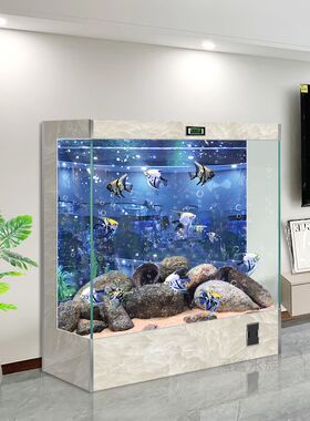 鱼缸客厅家用中小型2024新款正方形靠墙大型背滤生态造景金龙鱼缸