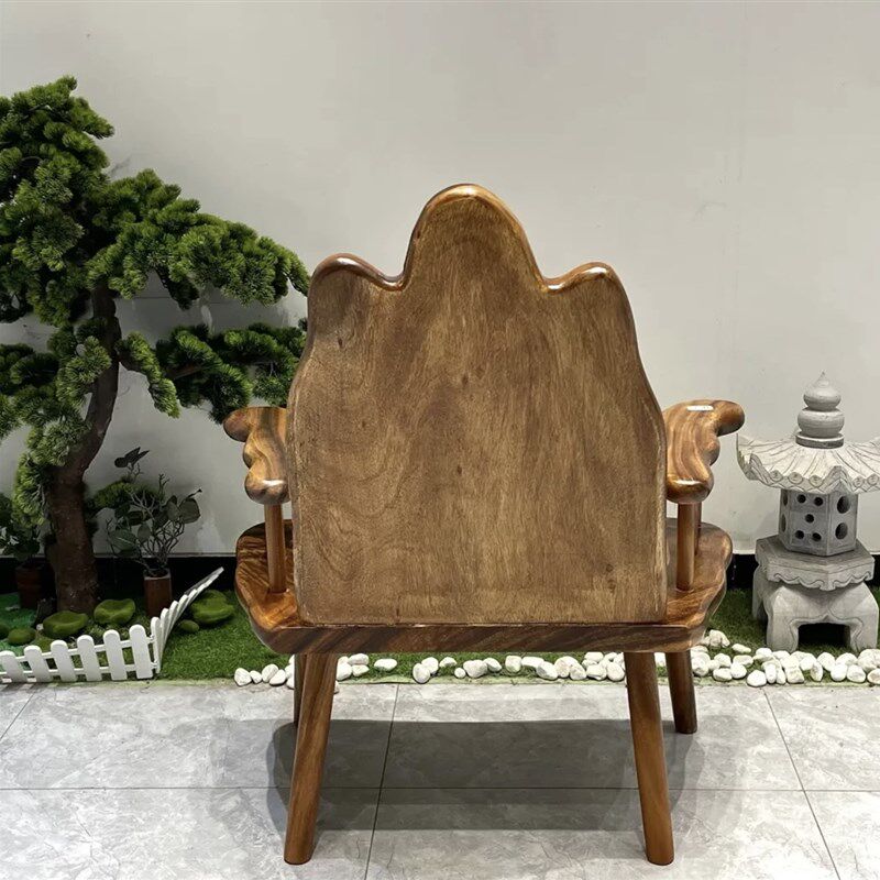 靠山客椅南美胡桃木椅子新中式实木椅子茶椅书椅麻将椅原木茶桌椅