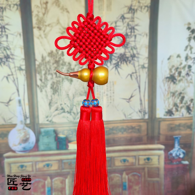葫芦挂件中国结小号纯铜玫瑰金色福禄入户门挂件卧室乔迁搬家送礼