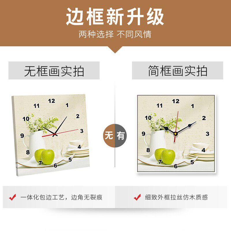 现代客厅电表箱装饰画简约餐厅三联画沙发背景墙无框画挂钟表壁画