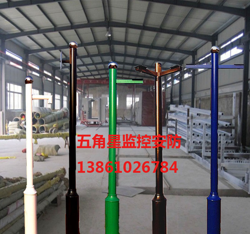 小区监控立杆3/3.5/4/6米不锈钢杆子摄像机枪机立柱 监控立杆支架