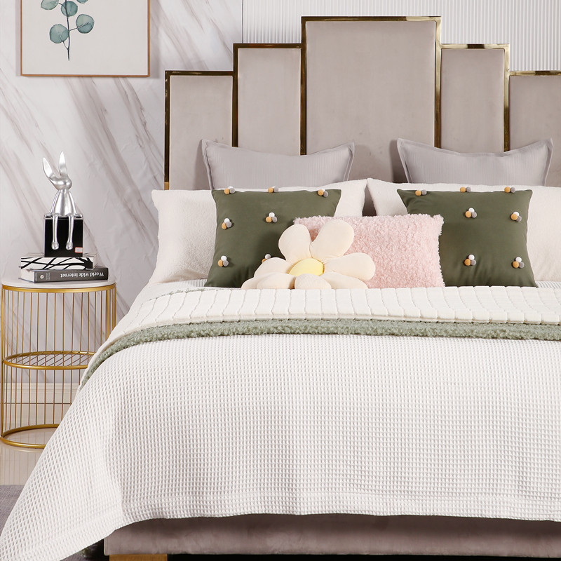 展厅样板间 家具配套床品 女孩儿童房粉色卡通床上用品 罗勒绿