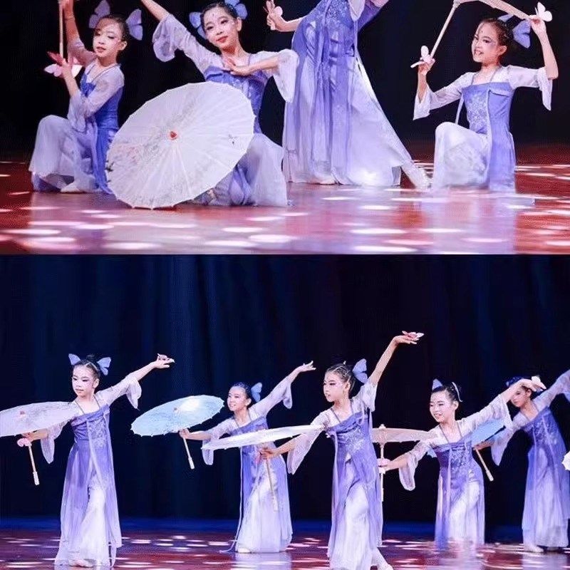 如梦令舞蹈表演服儿童古典舞飘逸演出服装女童身韵纱衣汉服伞道具