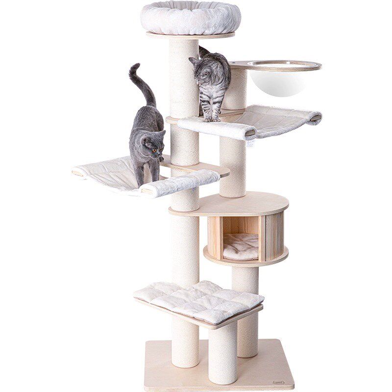 蜜罐猫 猫爬架实木猫树大型豪华猫窝猫架木质猫房子猫别墅 2501