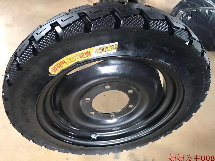 四轮平板车轮胎 改装车实心轮胎铲车轮胎6孔14寸钢圈拖拉实心外带