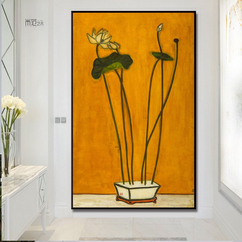 常玉《盆栽》简美北欧植物装饰画写实玄关复古小众挂画书房艺术画