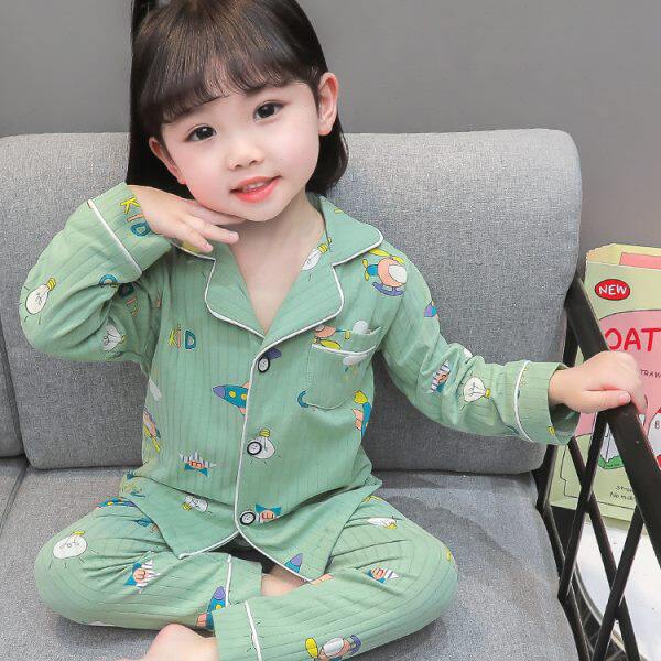 儿童睡衣春秋纯棉女孩套装宝宝长袖女小童女童家居服大童全棉A类
