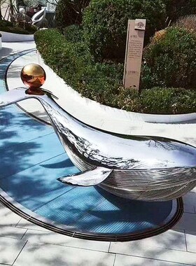 户外广场不锈钢海豚塑像园林景观金属创意雕塑城市大型镜面艺术品