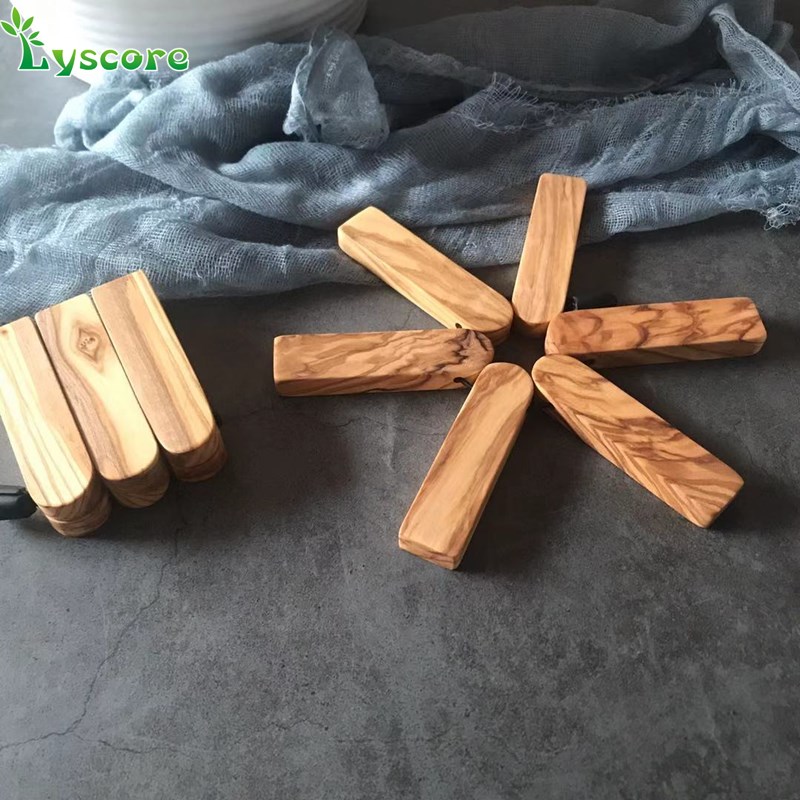 橄榄木欧式防滑防烫隔热垫实木家用锅垫可折叠砂锅餐桌垫盘垫碗垫