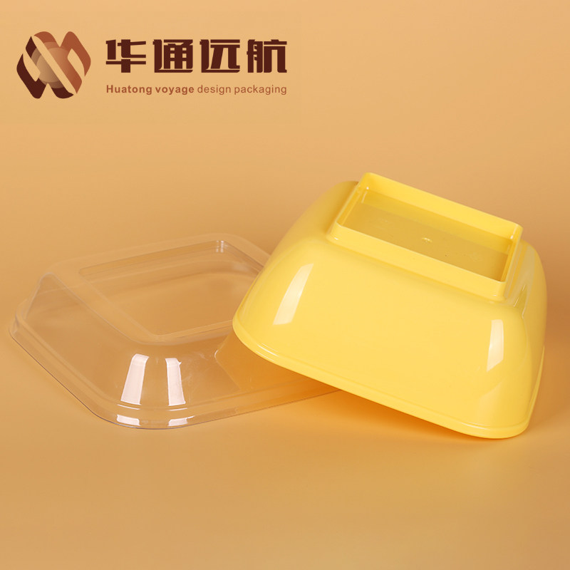 一次性正方港式甜品塑料打包碗水果捞沙拉盒班戟糖水外卖50套包邮