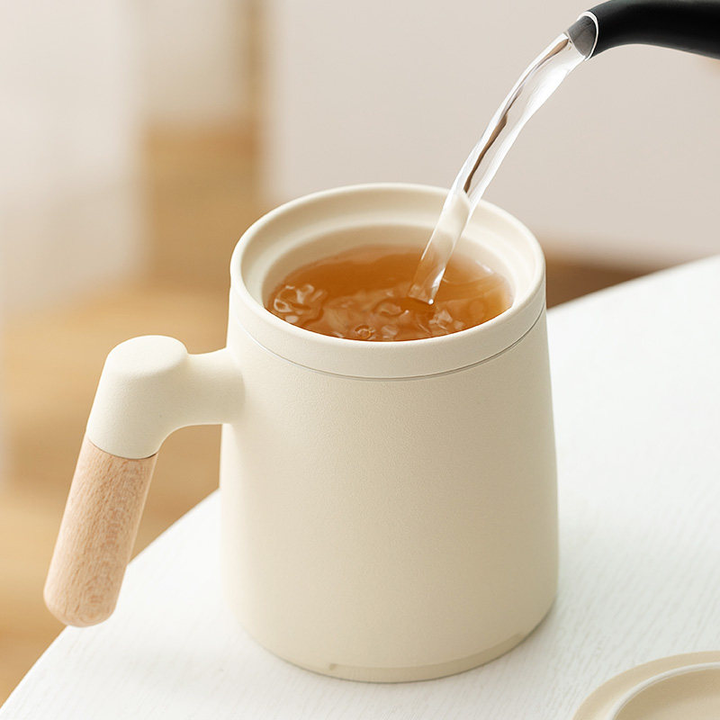 一品仟堂陶瓷水杯茶水分离办公杯男带盖带过滤个人泡茶杯专用定制