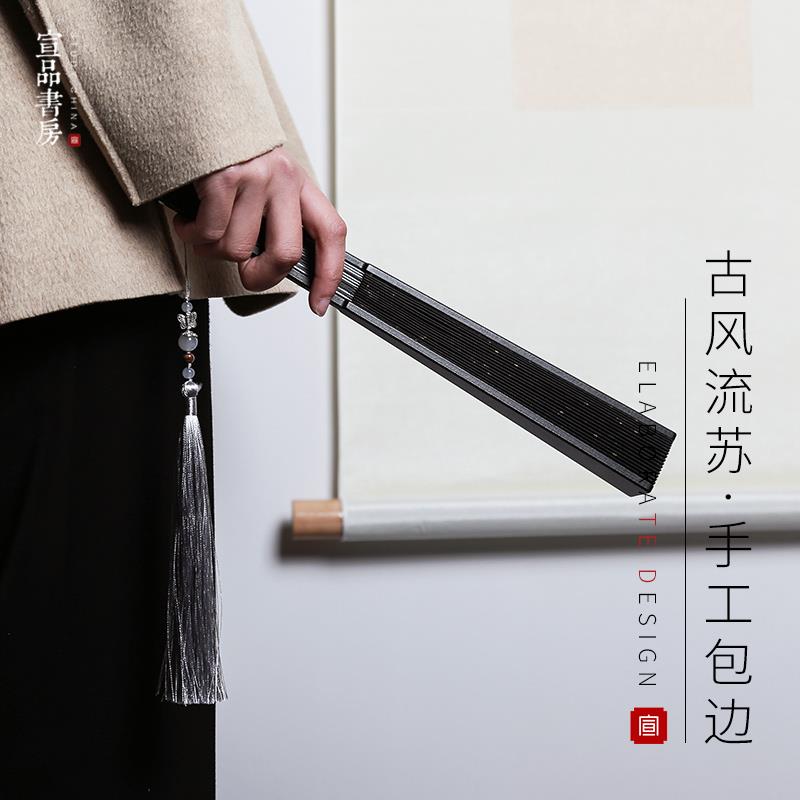 高档精美扇子铁艺手工扇骨绢布宣纸扇面古风汉服女大扇面中国风古