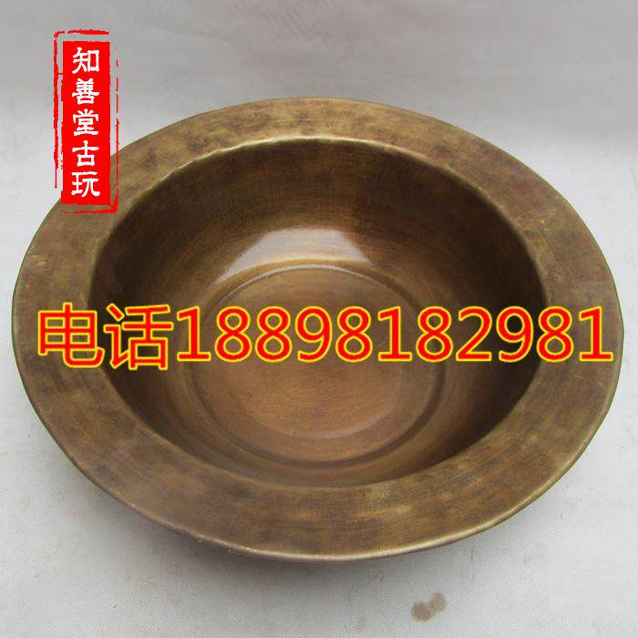仿古老铜盆黄铜盆纯铜加厚手工工艺品洗脸盆烤火盆取暖盆家居用品