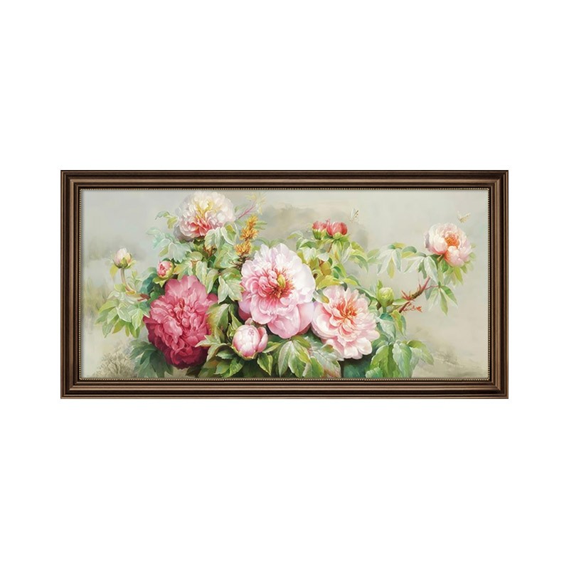 牡丹花国画挂画花开富贵客厅装饰画新中式装修牡丹花卉沙发背景墙