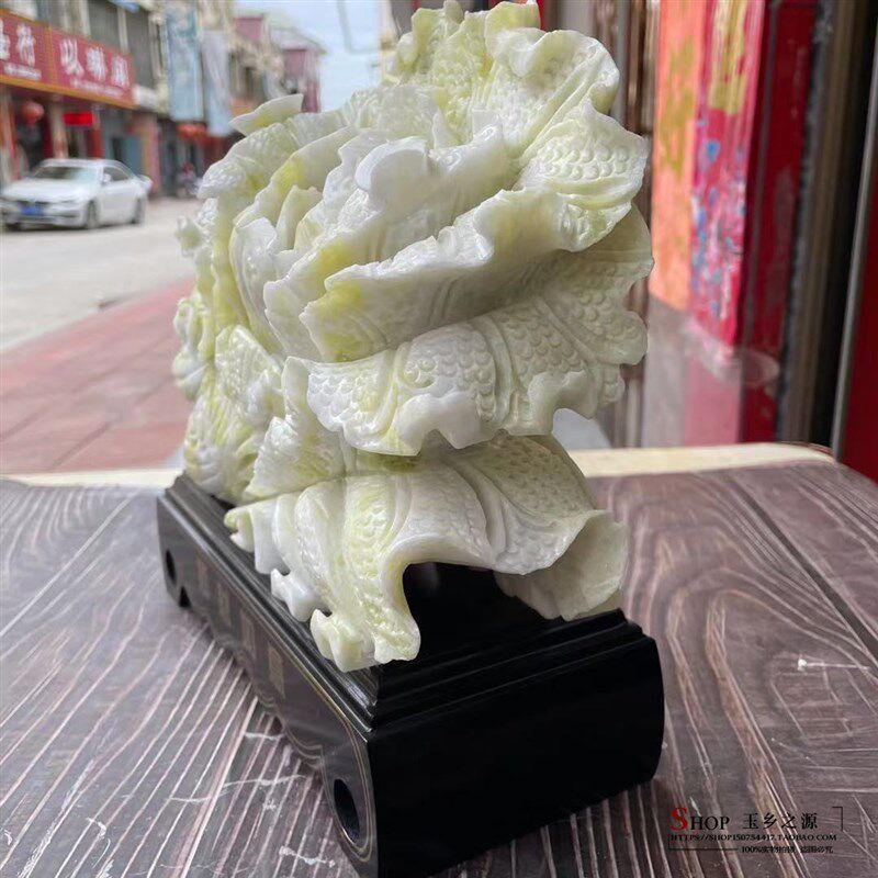 天然岫玉白菜摆件家居客厅办公室桌面酒柜店铺开业礼品装饰品摆设