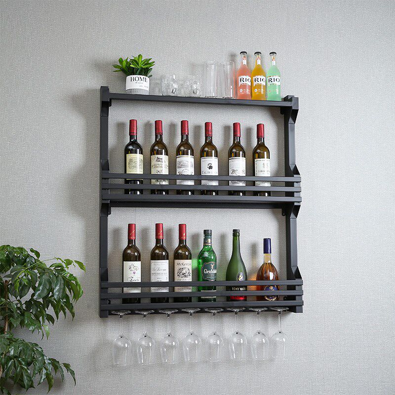 家用红酒架壁挂置物架创意装饰酒柜倒挂酒杯架葡萄酒架高脚杯架子