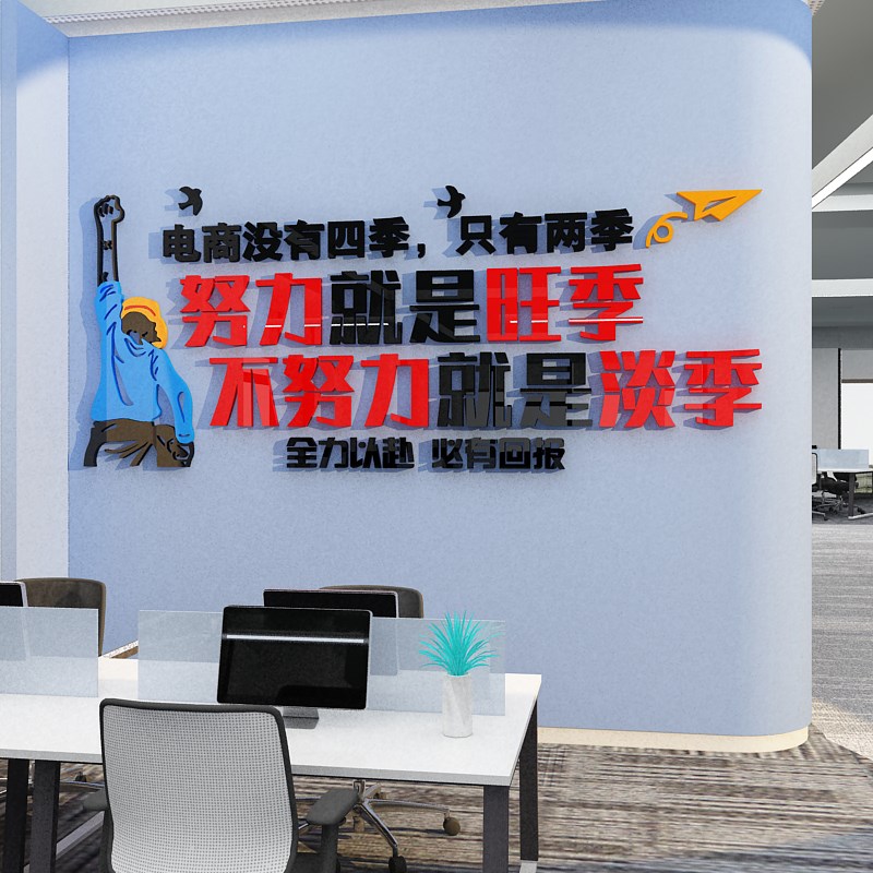 电商公司企业文化销售部门办室墙面装饰氛围布置会议励志标语贴画