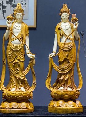 香樟木雕观音菩萨地藏王西方三圣寺庙大型供奉弥勒佛神像客厅摆件