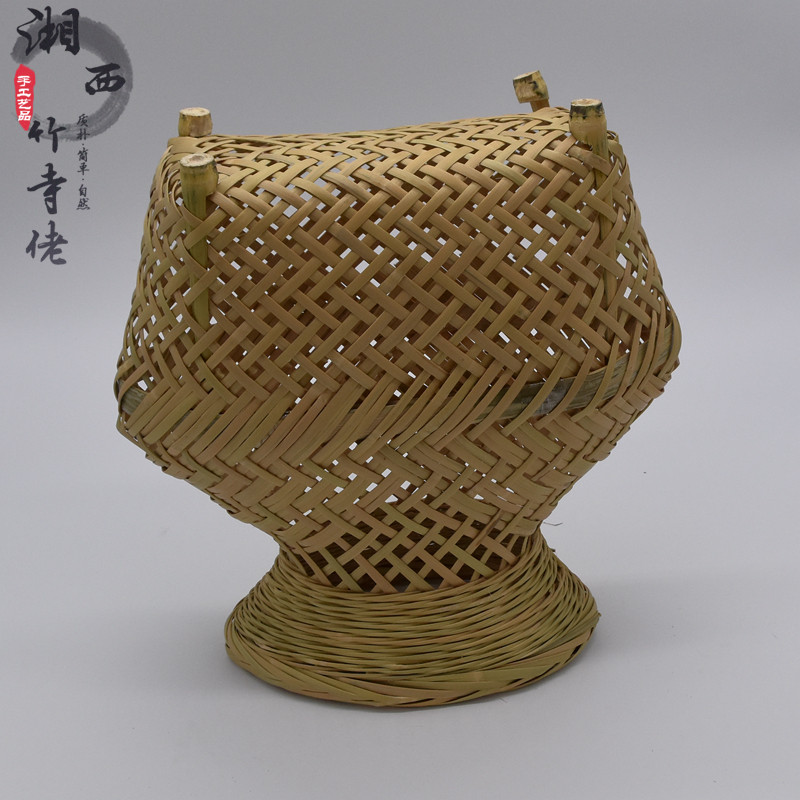 包邮全青皮竹编镂空鱼篓竹篓子装饰竹编灯罩小背篓小赶海竹编道具