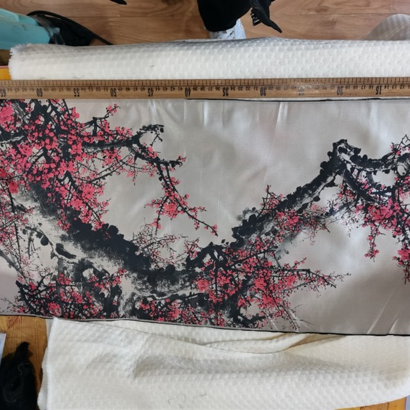 真丝云锦王成喜的梅花图工艺品丝绸布料