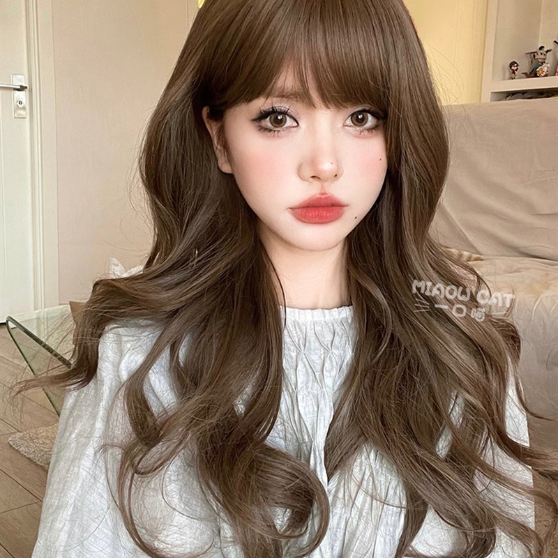 一口喵网红假发女长卷发发jk日常自然逼真修脸lolita全头套式假发
