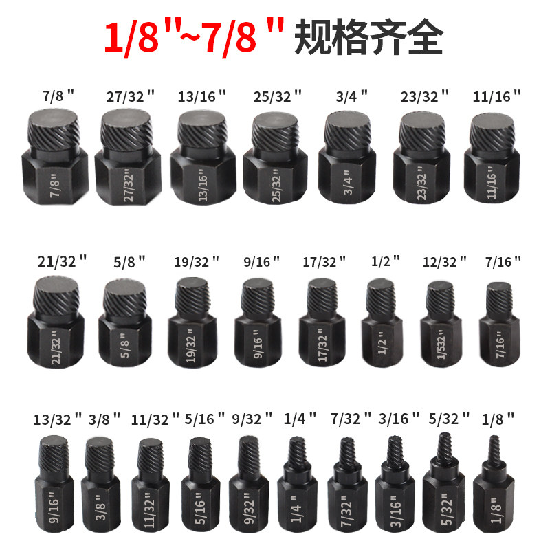 内六角螺丝取出神器25件套断头螺栓滑丝滑牙专用花键破损拆除工具