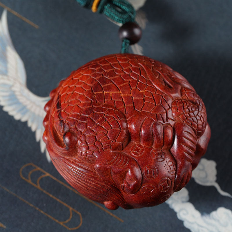 非洲小叶紫檀抱球貔貅手把件木质文玩把玩件随身男女木雕刻包挂件