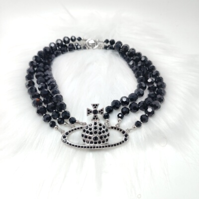 《现货秒发》土星三层黑玛瑙珠项链女轻奢小众设计感高级毛衣链