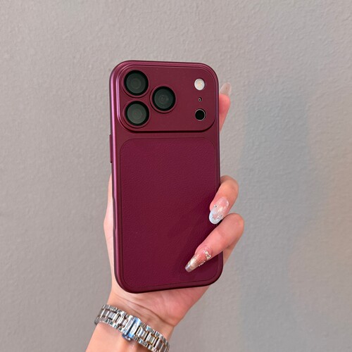 秒变18酒红色适用苹果18promax手机壳iPhone17新款皮纹勃艮第红16pro肤感软硅胶15镜头膜全包14高级13保护套