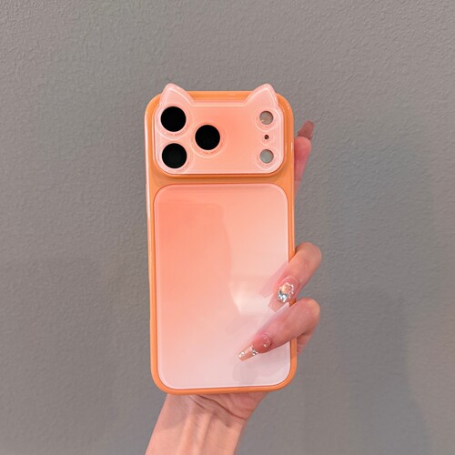 ins可爱猫耳朵适用iPhone17手机壳17promax苹果16Pro巨好看15新款浅橘色渐变14大视窗13全包保护套网红女高级