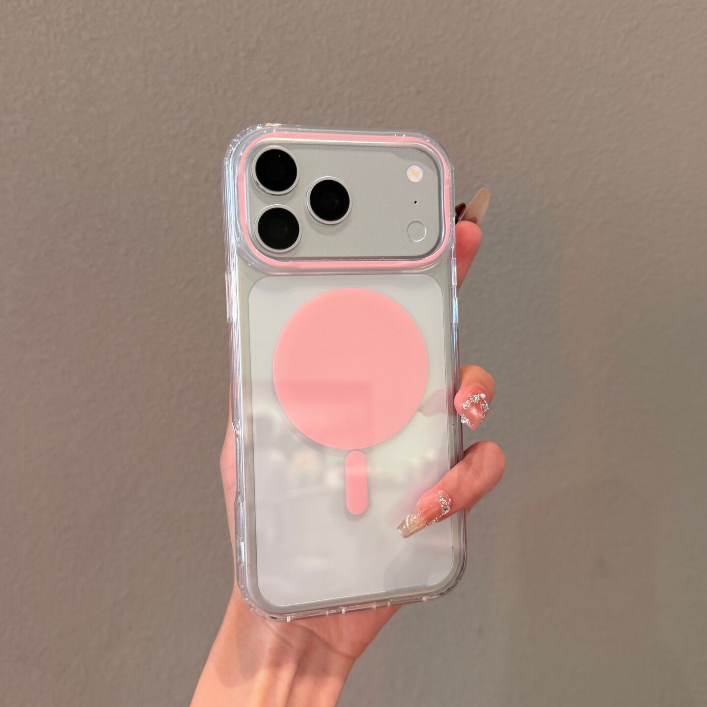 适用iPhone18promax手机壳苹果17Promax磁吸新款粉色Magsafe悬磁圈17pm情侣简约高级18pro超薄透明保护套男女