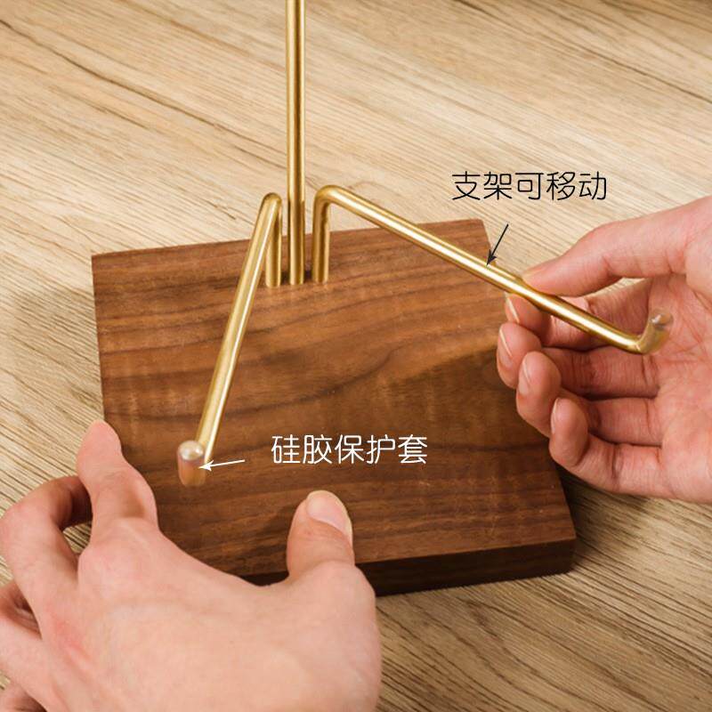 黄铜实木摆件底座盘子陈列看盘观赏盘瓷盘摆盘普洱茶饼支架展示架
