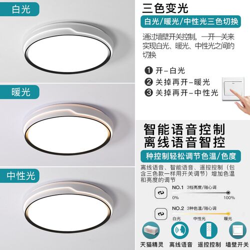 全光谱卧室灯led吸顶灯现代简约客厅灯主卧房间餐厅超薄中山灯具