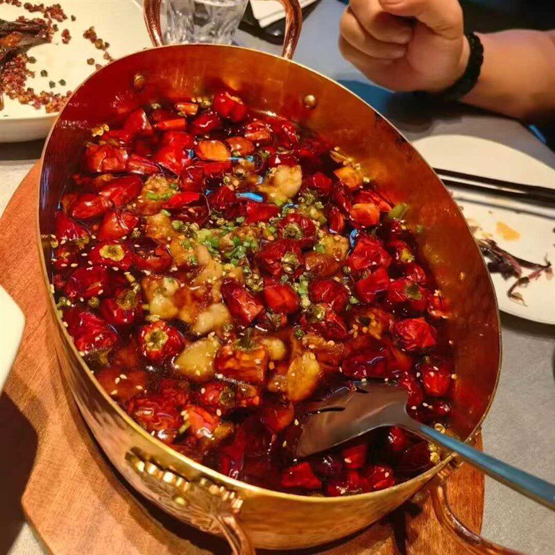 加厚纯紫铜火锅水煮鱼铜锅沸腾酸菜鱼纯手工纯铜鱼锅铜鱼盘带木板