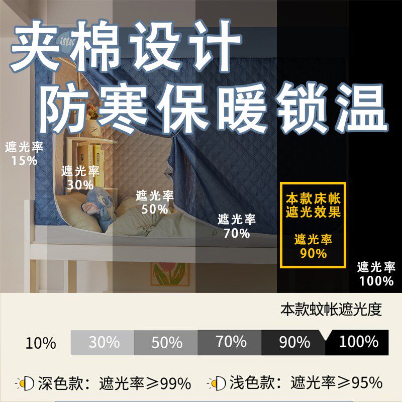 学生宿舍保暖加棉帐篷秋冬季夹棉保温防风防寒加厚室内遮光床帘