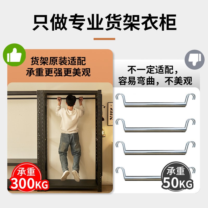 白色货架衣柜钢制开放式衣帽间置物架组装金属落地衣服挂衣收纳架