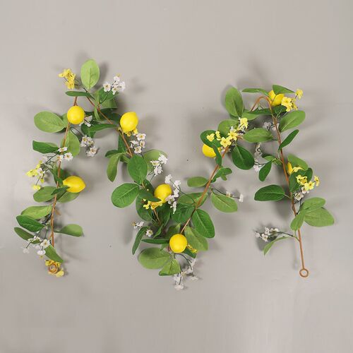 仿真花挂件柠檬双色小花藤条家居装饰花藤吊顶缠绕挂饰吊篮1.7米