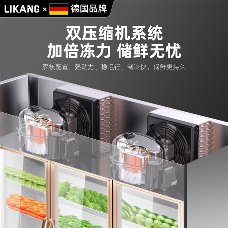 双温冷藏点菜柜三开门展示柜商用麻辣烫烧烤保鲜柜双门冷冻柜冷柜