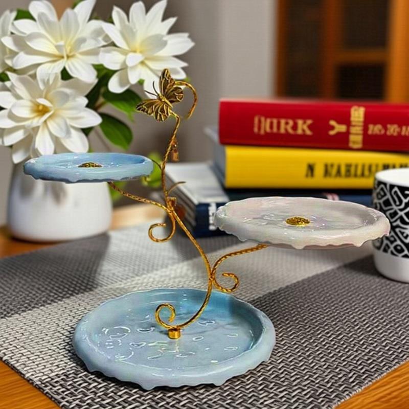 欧式轻奢三层水果盘甜品台多层蛋糕架干果盘茶点心托盘甜品展示架