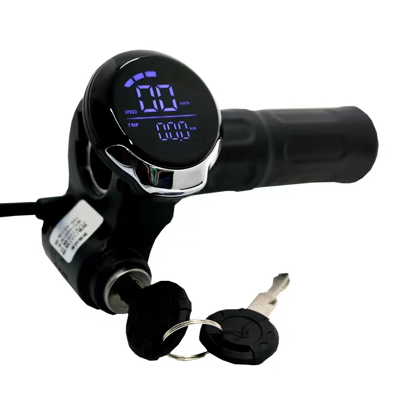 电动车转把液晶显示屏防水电量显示电门锁大灯36V48V60V改装通用