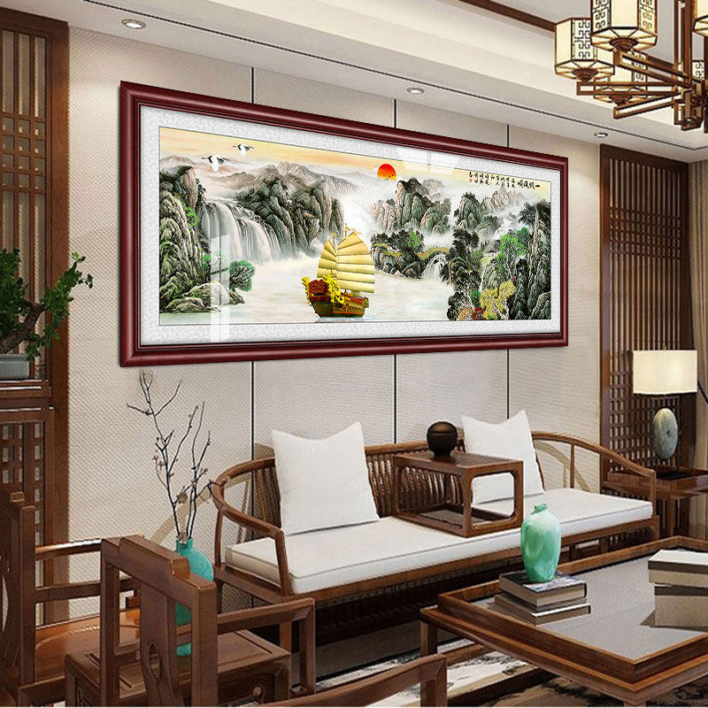 一帆风顺装饰画中式字画送礼店铺挂画总经理办公室壁画牌匾可定制