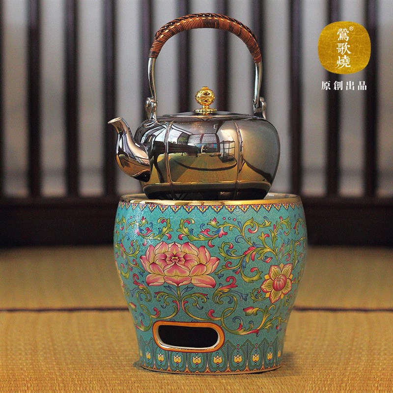 莺歌烧电陶炉煮茶家用茶炉禾器玻璃铁壶银壶泡茶煮茶器珐琅彩风炉