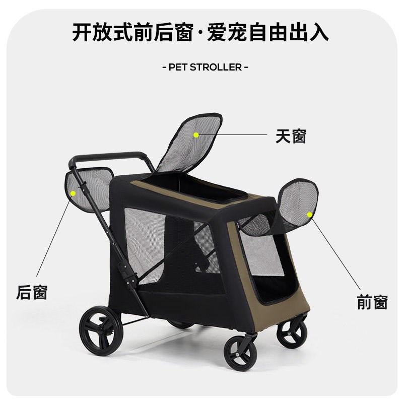 大型犬宠物推车多功能代步车多只宠物手推车便携可折叠老年遛狗车