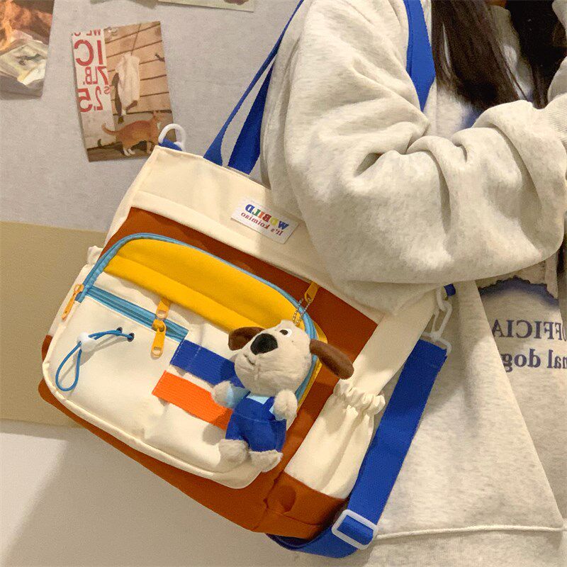 儿童手提包补习袋女孩书包小学生单肩背包初中学生补课儿童斜挎包