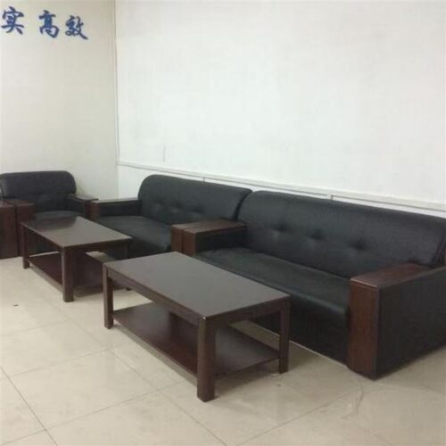 现代简约皮质沙发三人位办公室客厅舒适接待休闲办公沙发茶几厂家