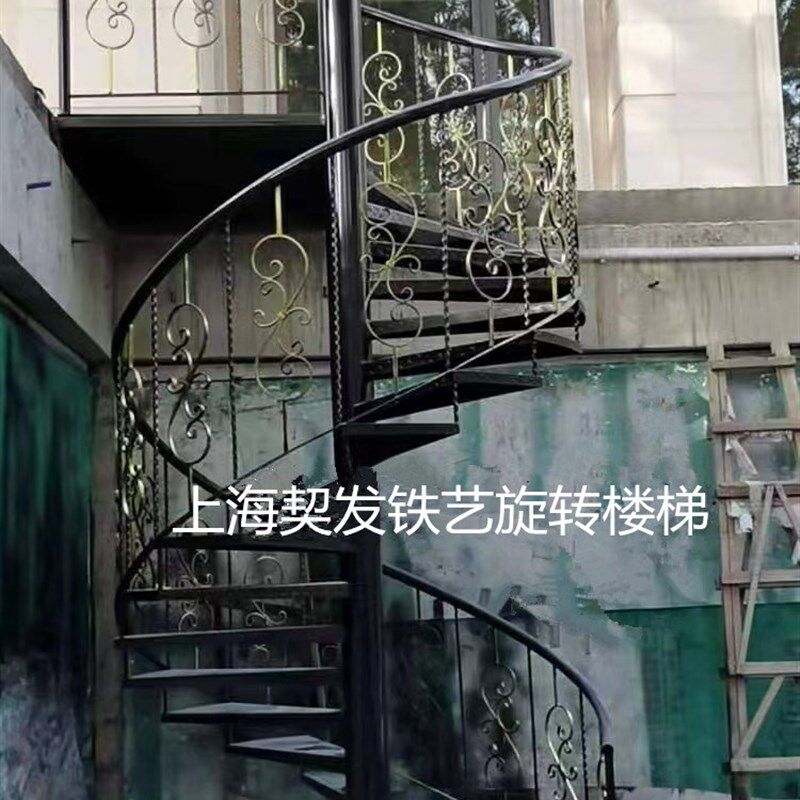 上海铁艺旋转楼梯扶手消防楼梯钢结构家用直梯别墅圆形楼梯栏杆
