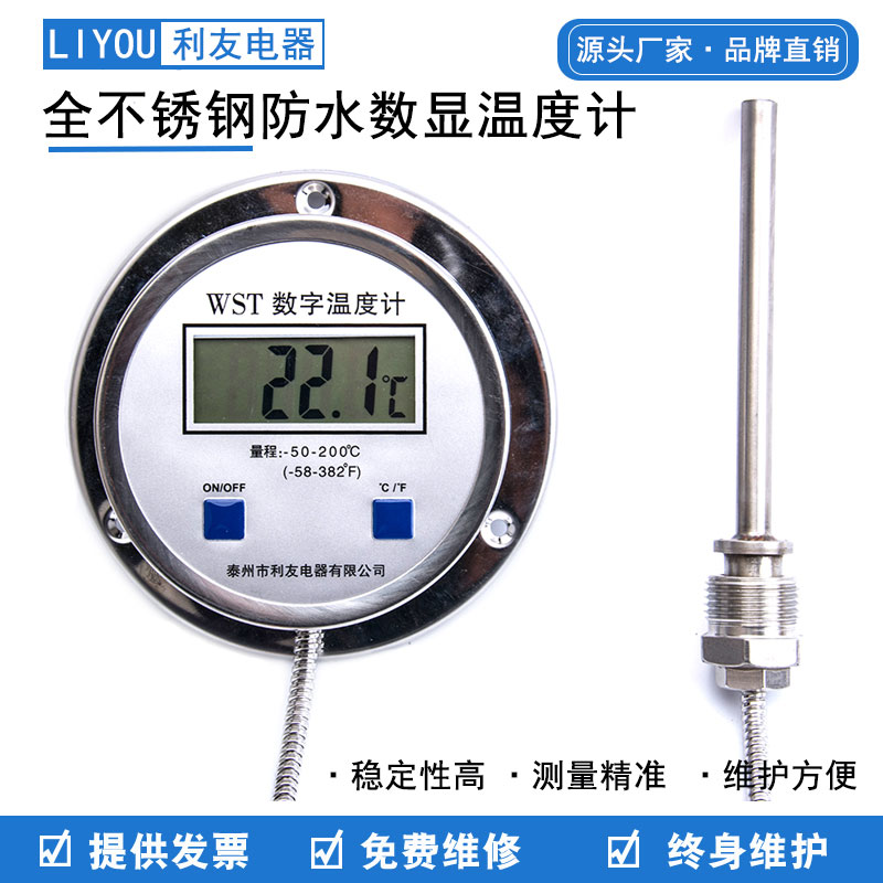 全国包邮!数显温度计带探头 WST/DTM-491 测温仪 工业数字水温表